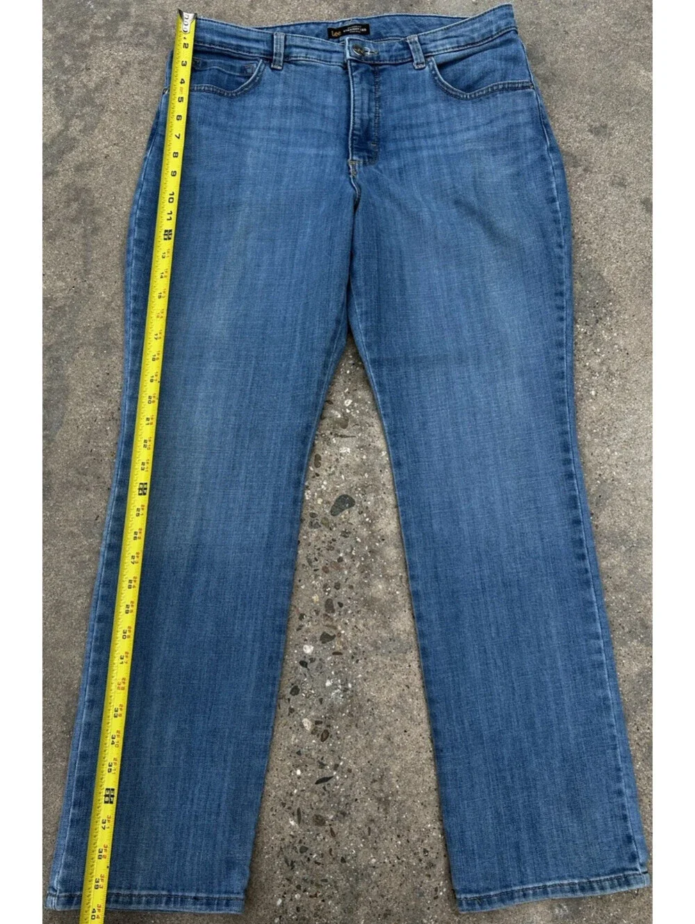 Lee Relaxed Fit Straight Leg Jean High Rise Instantly Slims Stretch Size 33Wx30L